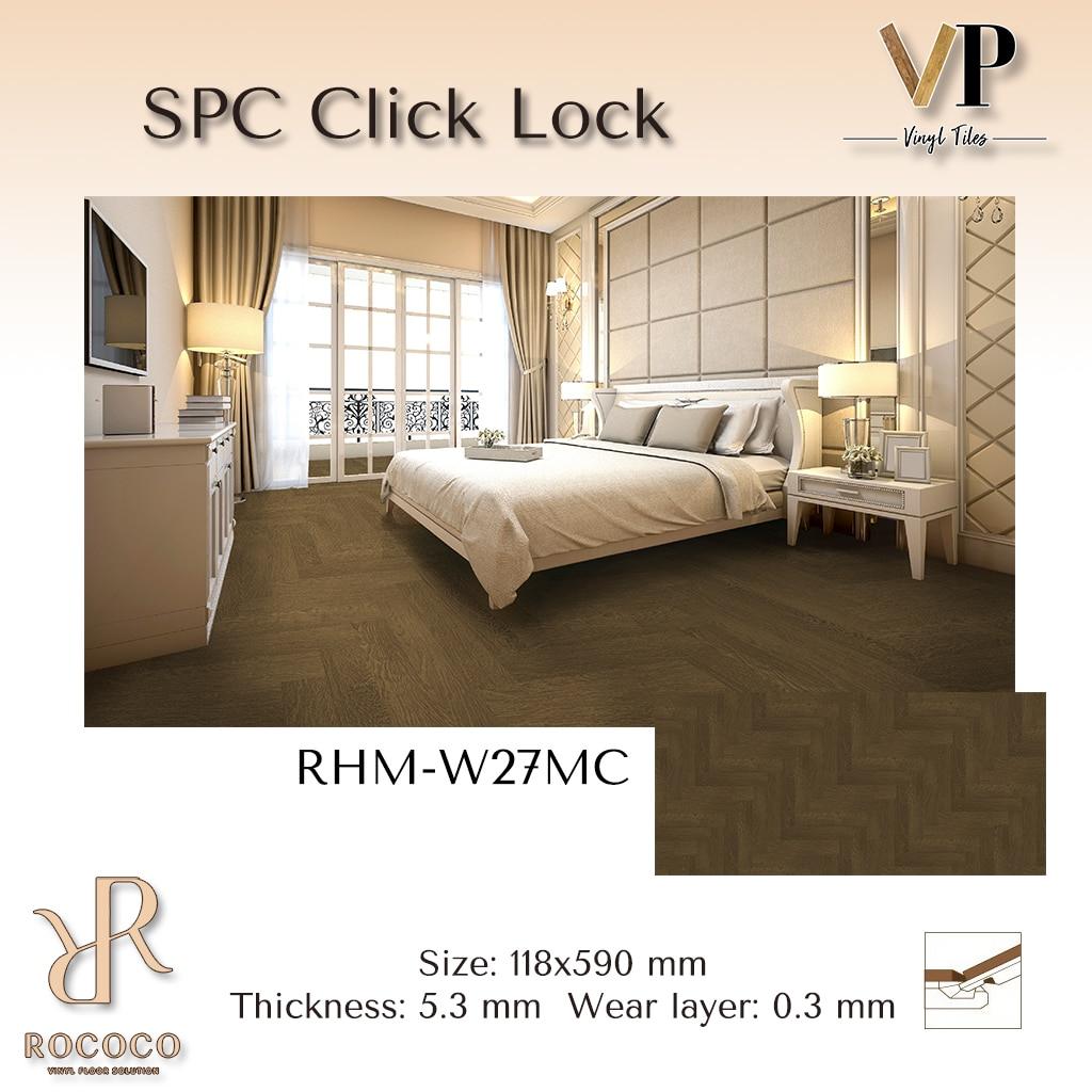 กระเบื้องไวนิล SPC Herringbone Click 5มม. สี RHM-W27MC